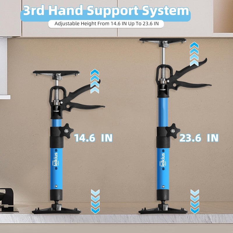 Leikius 2PK Steel Cabinet Jacks for Installing Cabinets,14.6-23.6Inches, Adjustable 3rd Hand Support System,Telescopic Hand Support Pole, Third Hand Tools Support Pole 132LB Load for Lifting Drywall - Image 2